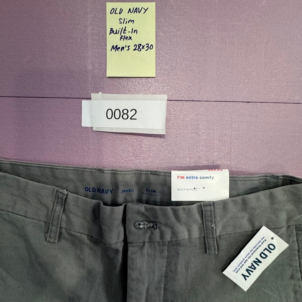 Old Navy Slim BuiltIn Flex Men Chino Pants Dark Grey label size 28x30 Flat Front - Picture 4 of 9